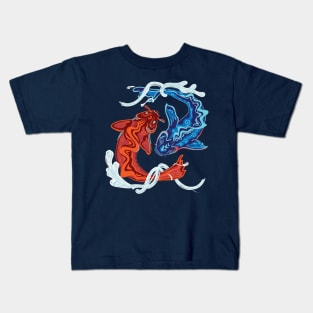 Japanese Koi Blue and Red Kids T-Shirt